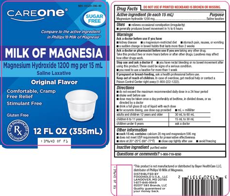 American Sales Company Milk of Magnesia Drug Facts