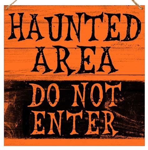 Halloween Sign, Haunted Area Sign, Do Not Enter Sign, Halloween Wreath Sign, Orange Wreath Sign ...