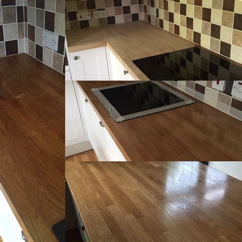 Oak kitchen worktop sanded and oiled using osmo clear satin oil. (2 coats) | Oak kitchen ...