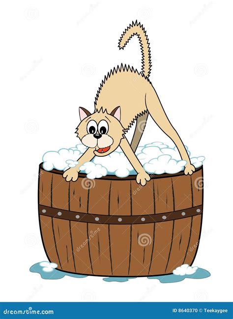 Cat bath time stock vector. Illustration of wash, puss - 8640370