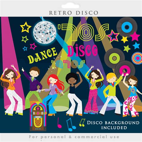 Disco clipart retro clip art dancing vintage jukebox albums