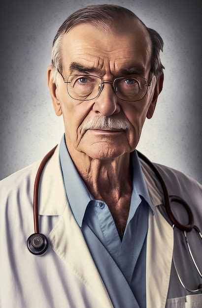 Premium AI Image | Generative AI illustration of caucasian old doctor portrait with gown