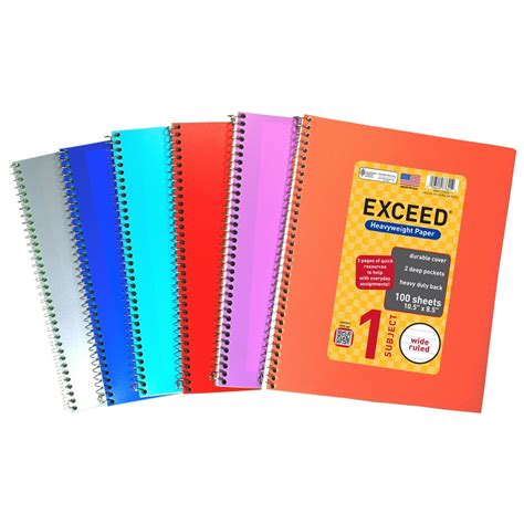 Exceed Spiral Notebook, Wide Ruled, 1 Subject, 100 Pages, 8.5" x 10.5 ...