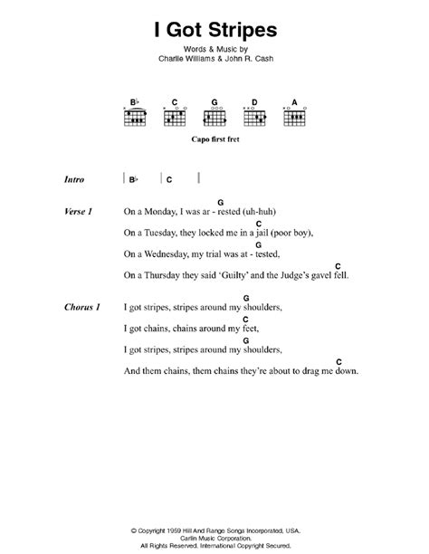 I Got Stripes by Johnny Cash - Guitar Chords/Lyrics - Guitar Instructor