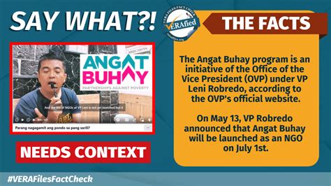 VERA FILES FACT CHECK: Video implying that Robredo’s Angat Buhay Program is an NGO NEEDS CONTEXT ...