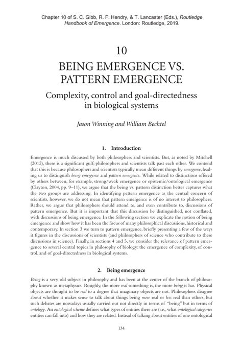 (PDF) Being Emergence vs. Pattern Emergence: Complexity, Control, and ...