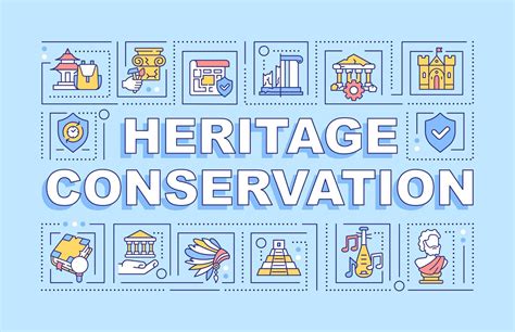 Heritage conservation word concepts blue banner. Culture protection ...