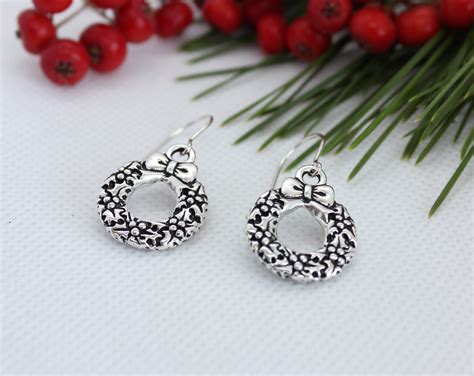 Christmas Earrings, Christmas Jewelry, Christmas Wreath Earring ...