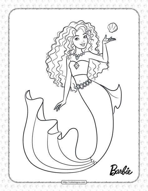 Beautiful Barbie Mermaid Coloring Page | Barbie coloring pages, Mermaid coloring, Coloring pages