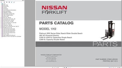 Nissan 1H2 Forklift Parts Catalog CF800-UBOOK PDF