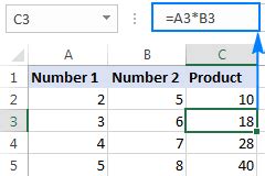 How to multiply in Excel: numbers, cells, entire columns