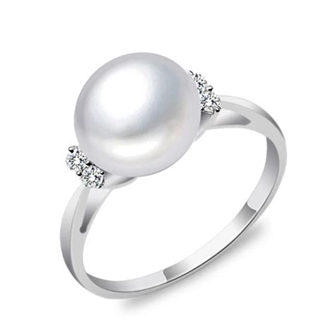 Natural freshwater pearl rings jewelry women 925 sterling silver,real pearl rings jewelry mother ...