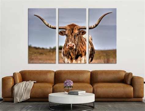 Texas Longhorn Wall Art Texas Longhorn Canvas Extra Large - Etsy