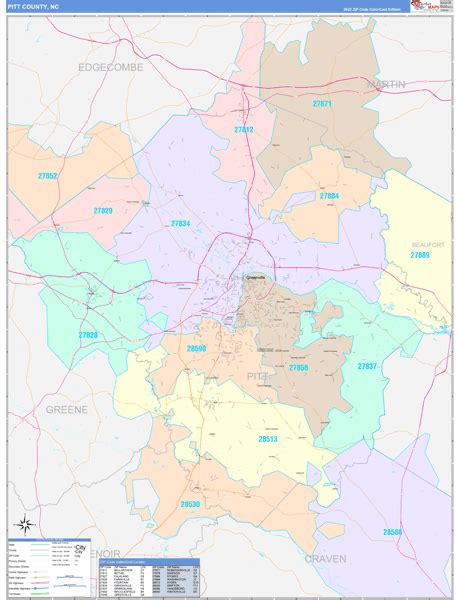 Pitt County, NC Wall Map Color Cast Style by MarketMAPS - MapSales