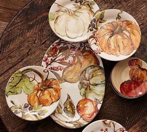 Watercolor Pumpkin Plates, Set of 4 | Pottery Barn | Table Top ...