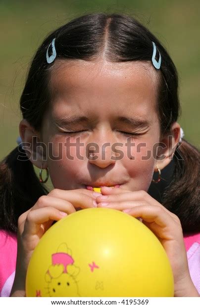 Young Girl Blow Ow Balloon Stock Photo 4195369 | Shutterstock