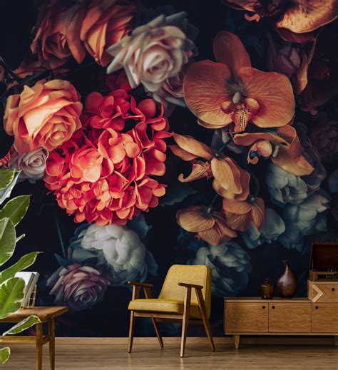 Beautiful Flowers Wallpaper Peel and Stick Vintage Floral | Etsy | Vintage floral wallpapers ...