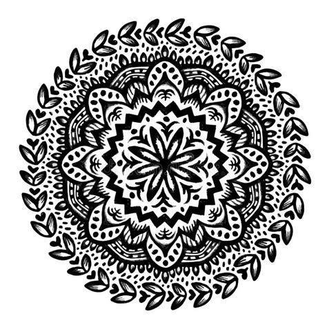 Circle Flower Mandala. Hand Drawn Ornamental Round Design Stock Vector - Illustration of asian ...