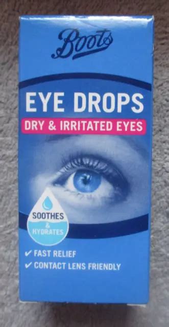 BOOTS EYE DROPS Dry & Irritated Eyes 10 Ml Contact Lens Friendly New & Boxed £9.99 - PicClick UK