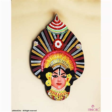 Hand Painted Wooden Yakshagana Mask - 2-in-1 Decor - EthniiChic