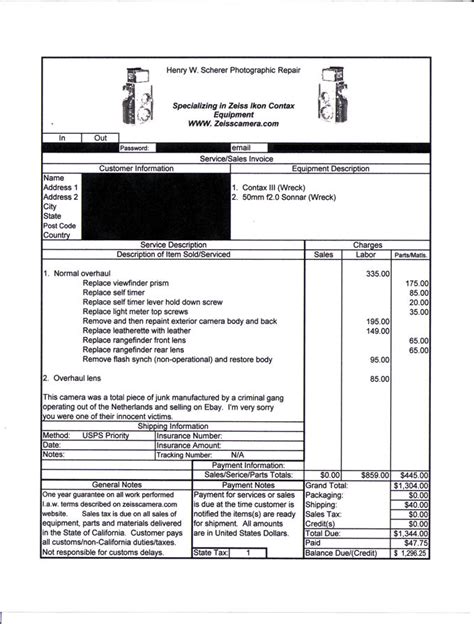 Water Restoration: Water Restoration Invoice Sample