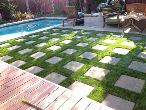 Artificial grass with pavers. | Artificial grass patio, Best artificial grass, Artificial grass ...