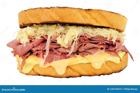 Pastrami Reuben Sandwich Isolated on a White Background Stock Image ...