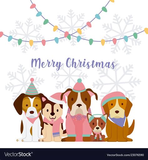 Dog merry christmas card Royalty Free Vector Image