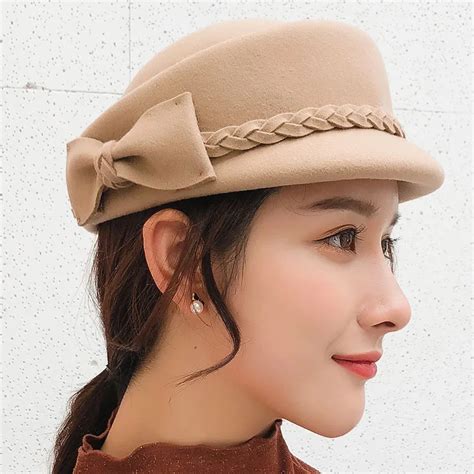 BINGYUANHAOXUAN 2018 Winter 100% Wool Fedora Hat For Women Formal Bowknot Pillbox Hat Party ...