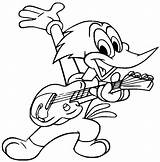 Woody Woodpecker Playing Guitar Coloring Page  Free Printable sketch template