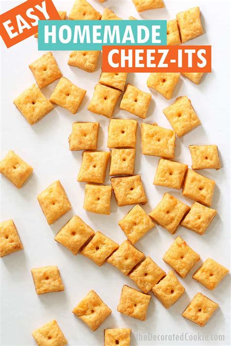 HOMEMADE CHEEZ-ITS -- cheese-filled, baked copycat crackers recipe.