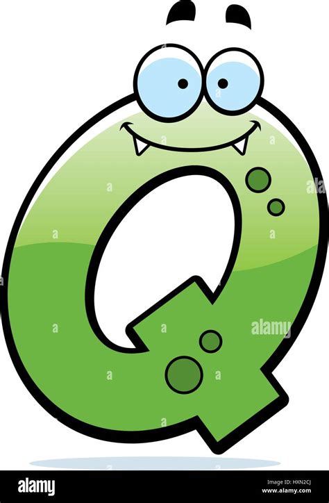 A cartoon illustration of a letter Q monster smiling and happy Stock ...