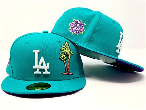 LOS ANGELES DODGERS PALM TREE TEAL PURPLE BRIM NEW ERA FITTED HAT – Sports World 165