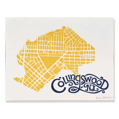 Collingswood, NJ Map Screen print - 11 x 14 inch Art Print – PhilaCarta