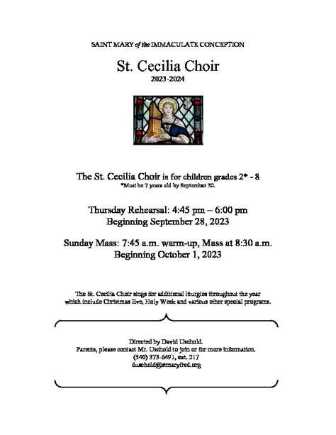 St Cecilia Choir – Saint Mary of the Immaculate Conception Roman Catholic Church