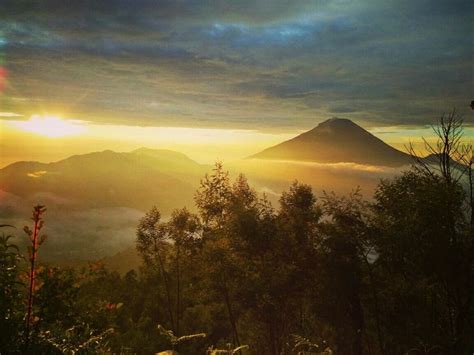 Beautiful sunrise on Dieng Plateau, central Java