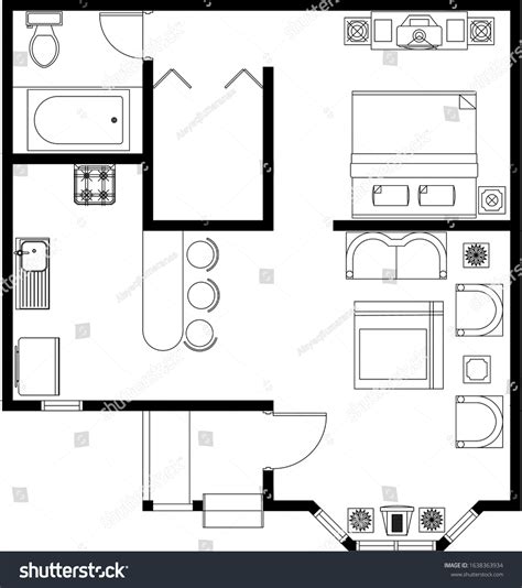 2d Cad Drawing Studio Type Single Stock Vector (Royalty Free ...