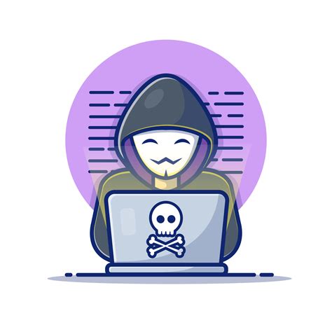 Hacker Operating Laptop Cartoon Vector Icon Illustration. People ...