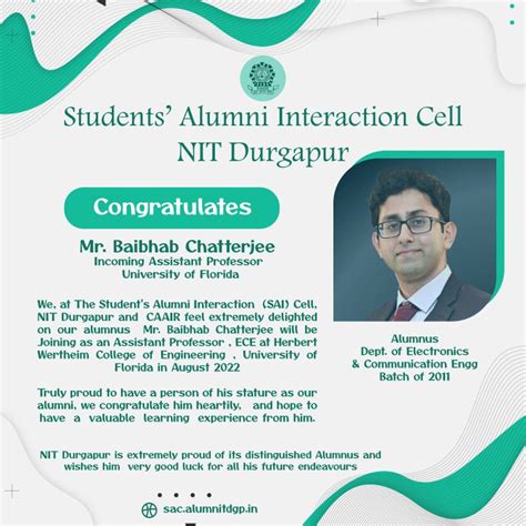 Students' Alumni Interaction Cell NIT Durgapur on LinkedIn: Success is most often achieved by ...