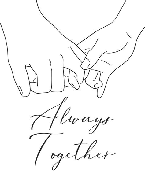 Always Together hand written Text, Cute Couple Drawings, Holding Hands ...