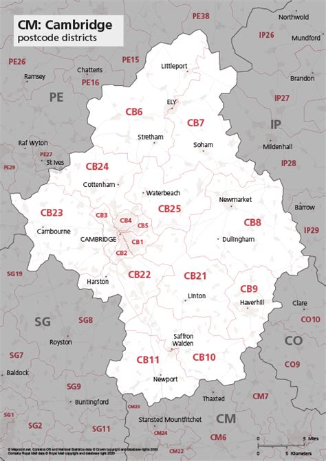 Map of CB postcode districts – Cambridge – Maproom