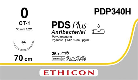 PDP340H PDS Plus Antibacterial (polydioxanone) Suture Size: PDS PLUS Colour: 0 Style: non ...