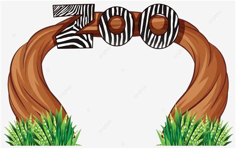 Zoo Entrance With Wood And Grass Picture Entrance Illustration Vector ...