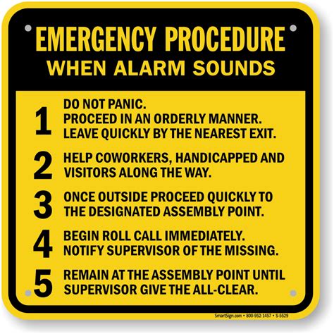 Emergency Procedure When Alarm Sounds Sign - Help Coworkers, SKU: S-5529