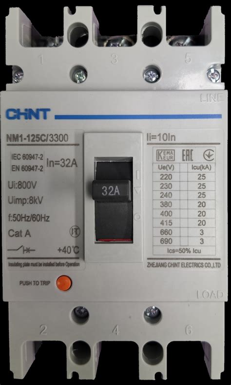 32A 3 Pole Industrial Circuit Breaker 3 Phase 125AF 20 KAIC 400VAC ( Chint) NM1-125C/3300/32A ...