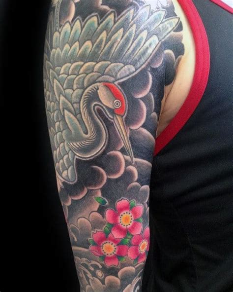 40 Japanese Crane Tattoo Designs For Men - Bird Ink Ideas