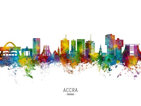 Accra Ghana Skyline #59 Digital Art by Michael Tompsett | Fine Art America