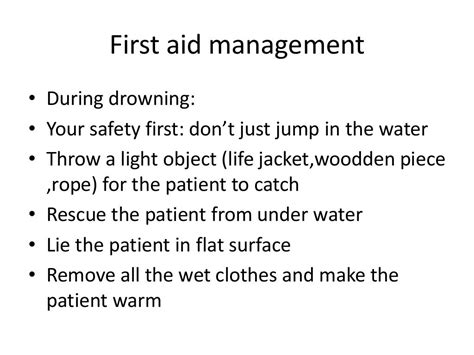 first aid management of patient with drowning