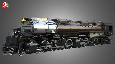 Big Boy 4014 - Steam Locomotive With Coal Wagon 3D Model by Markos3d