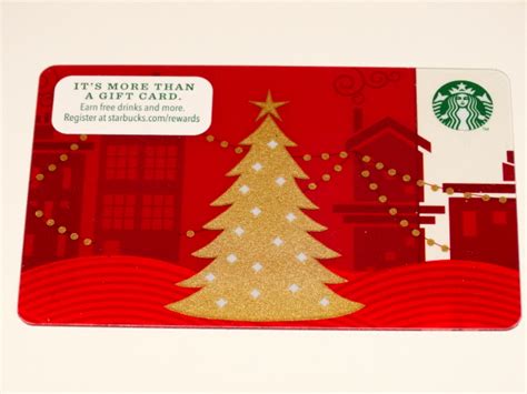 Starbucks Gift Card, Red w Gold Christmas Tree, ZERO Balance